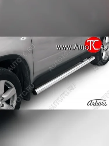 Защита штатных порогов (рестайлинг) Arbori (нержавейка, d76 mm). Nissan X-trail  2 T31 (2007-2011) дорестайлинг