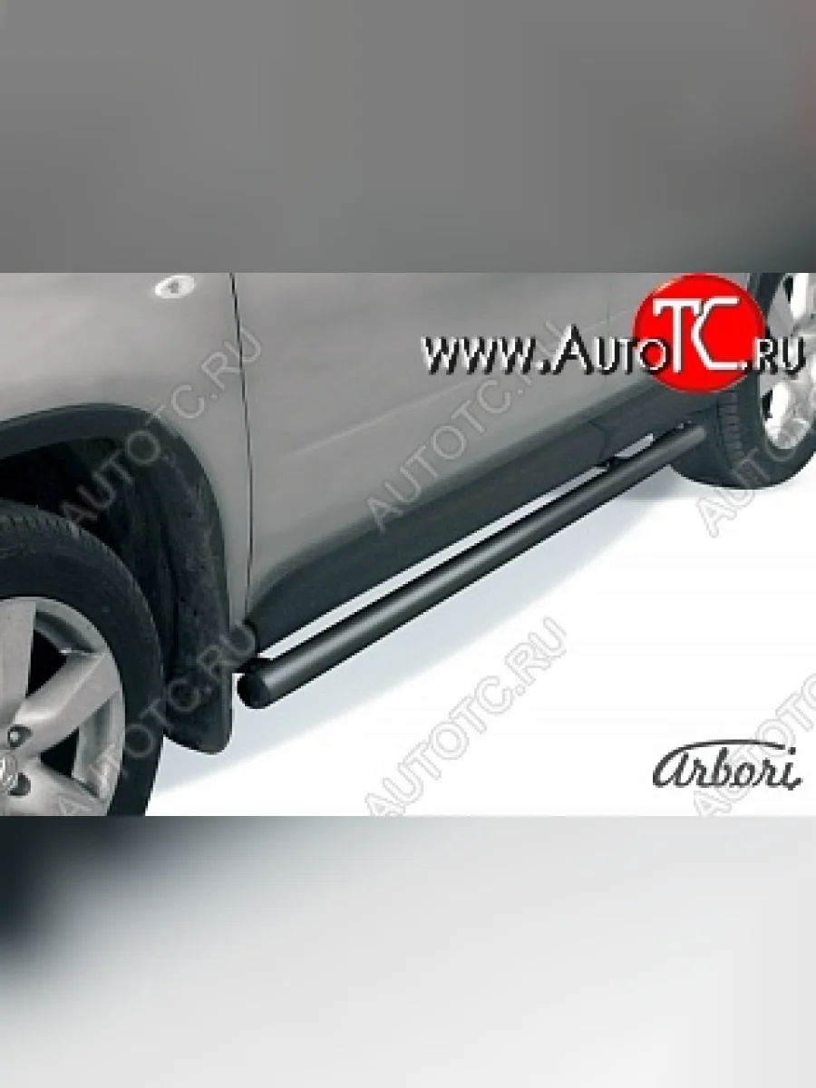 Защита штатных порогов (рестайлинг) Arbori (черная, d57 mm). Nissan X-trail 2 T31 дорестайлинг (2007-2011)  в Керчи Республика Крым