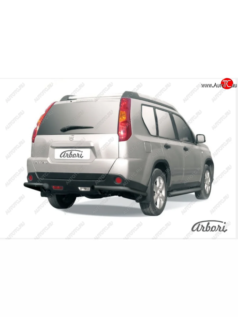 Защита заднего бампера (уголки, D57 мм) Nissan X-trail 2 T31 дорестайлинг (2007-2011) (Цвет: черный)  в Керчи Республика Крым