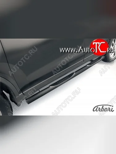 Защита штатных порогов Arbori (с проступью, черная, d76 mm). Nissan X-trail 3 T32 рестайлинг (2017-2022)