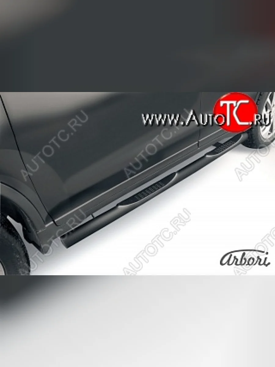 Защита штатных порогов Arbori (с проступью, черная, d76 mm). Nissan X-trail 3 T32 рестайлинг (2017-2022)  в Самаре Самарской области