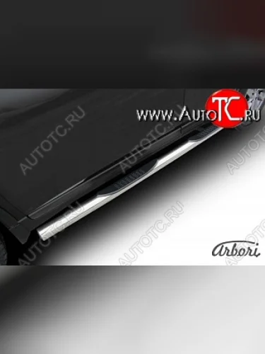 Защита штатных порогов Arbori (с проступью, нержавейка, d76 mm). Nissan X-trail 3 T32 рестайлинг (2017-2022)