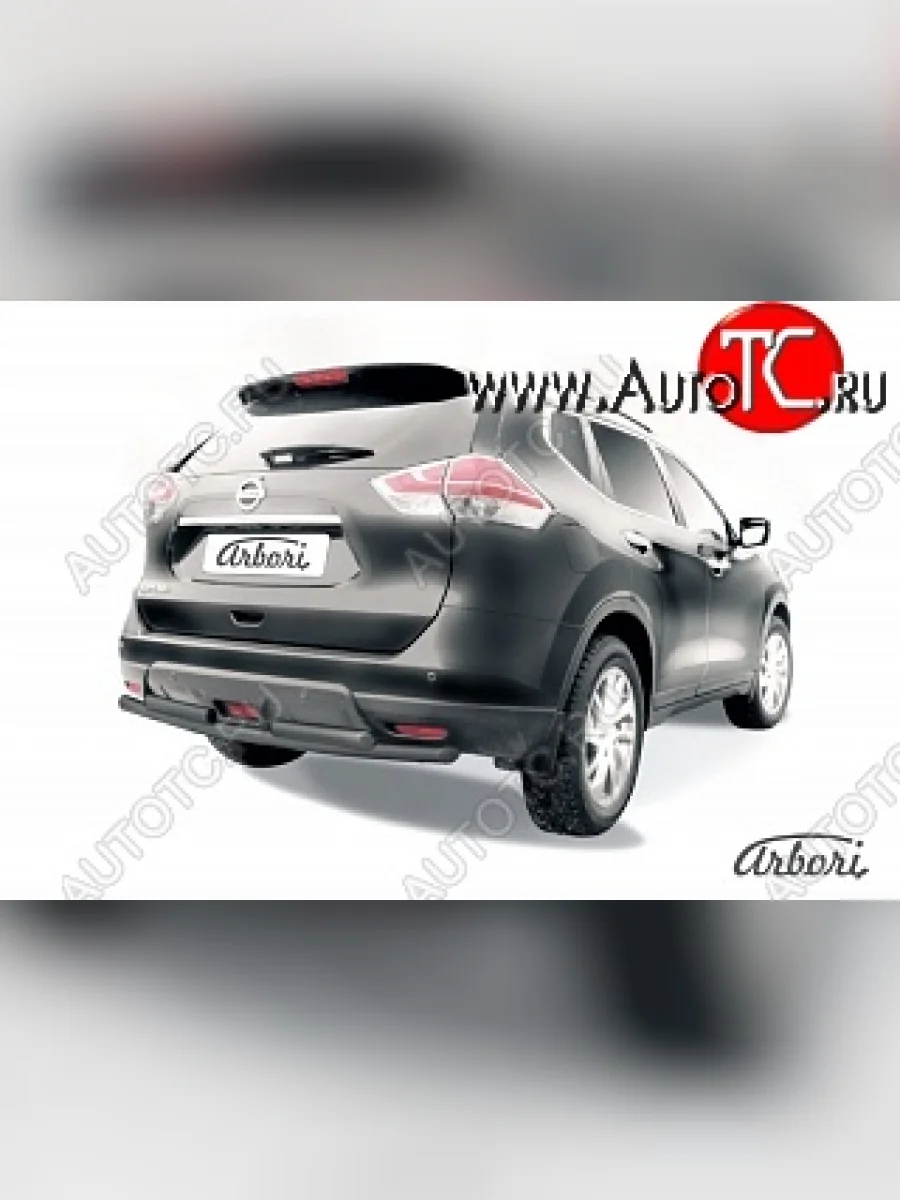 Защита заднего бампера Arbori (черная, 2 трубы d57 и 57 mm).  Nissan X-trail (2017-2022) 3 T32  в Керчи Республика Крым