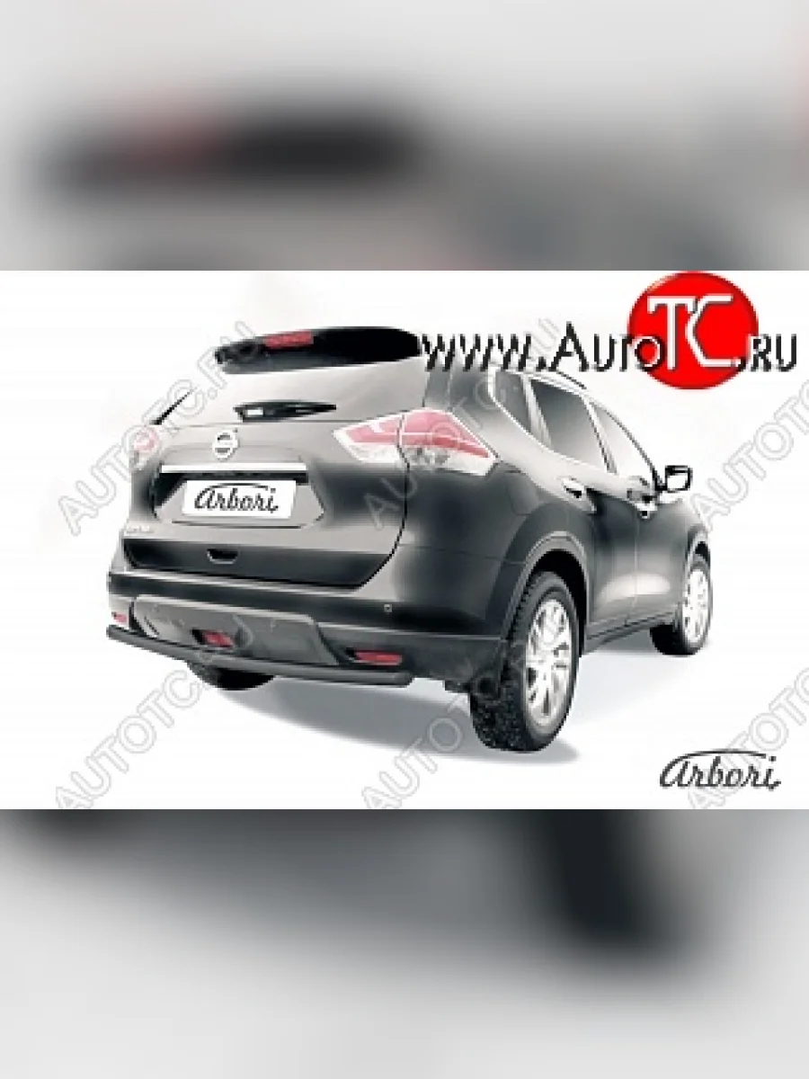 Защита заднего бампера Arbori (уголки, черная, 1 труба d57 mm). Nissan X-trail 3 T32 рестайлинг (2017-2022)  в Самаре Самарской области