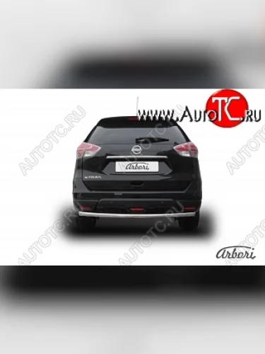 Защита заднего бампера Arbori (нержавейка, 1 труба d57 mm). Nissan X-trail  3 T32 (2017-2022) рестайлинг