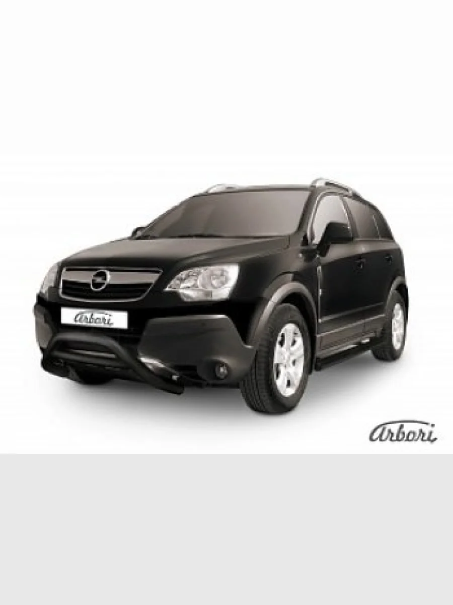 Защита переднего бампера Arbori (низкая - mini, черная, 1 труба d76 mm). Opel Antara (2006-2010)  в Самаре Самарской области