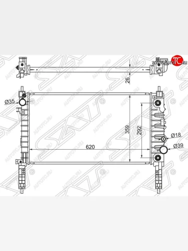 Радиатор двигателя (пластинчатый, 1.4, АКПП) SAT Opel Mokka  дорестайлинг (2012-2016)