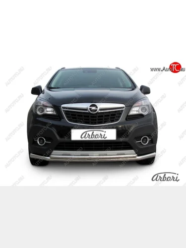Защита переднего бампера Arbori (нержавейка, 2 трубы d57 и 42 mm) Opel Mokka  дорестайлинг (2012-2016)
