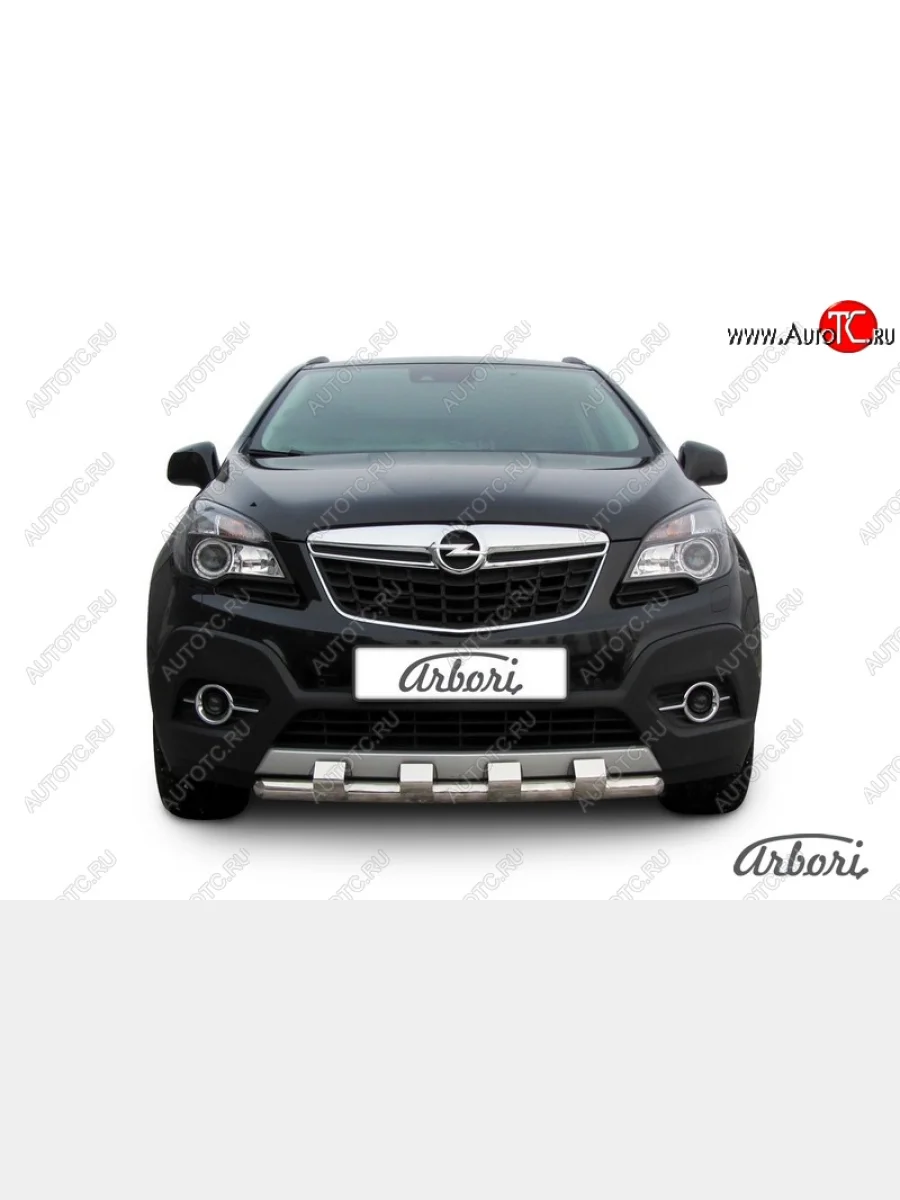 Защита переднего бампера Arbori (с декоративными элементами, нержавейка, 1 труба d57 mm) Opel Mokka  дорестайлинг (2012-2016)  в Керчи Республика Крым