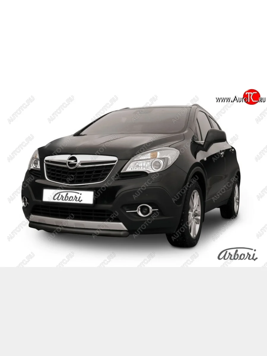 Защита переднего бампера Arbori (короткая, черная, 1 труба d57 mm). Opel Mokka  дорестайлинг (2012-2016)  в Перми Пермском крае