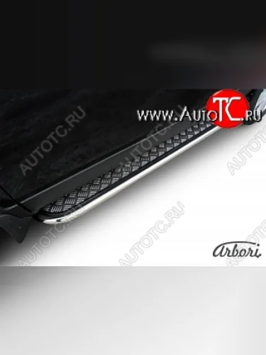 Защита штатных порогов с листом Arbori (труба - нержавейка d42, лист - алюминий) Opel Mokka  дорестайлинг (2012-2016)