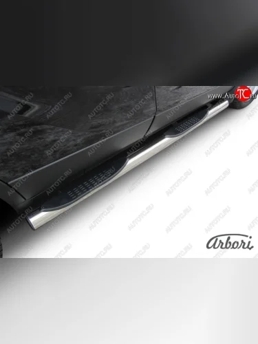 Защита штатных порогов Arbori (с проступью, нержавейка, d76 mm). Opel Mokka  дорестайлинг (2012-2016)