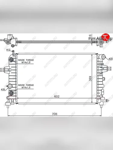Радиатор двигателя (пластинчатый, 1.2/1.4/1.6/1.8, МКПП/АКПП) SAT Opel Astra H GTC хэтчбек 3 дв. дорестайлинг (2004-2006)