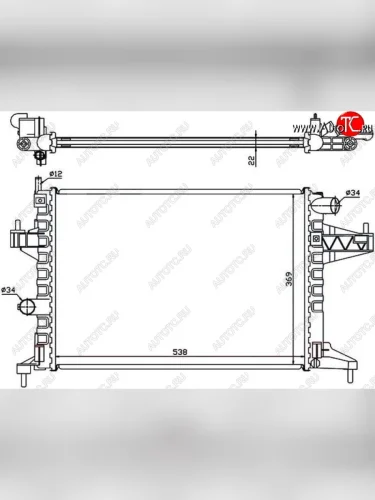 Радиатор двигателя (пластинчатый, 1.4/1.6/1.7D/1.8, МКПП) SAT Opel Corsa C (2000-2006)