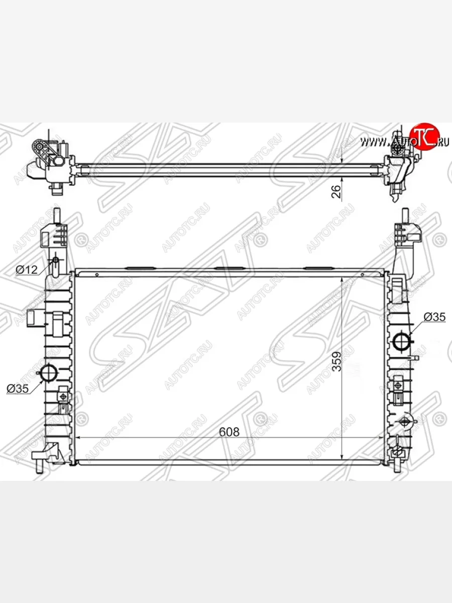 Радиатор двигателя (пластинчатый, 1.4/1.6/1.8, МКПП) SAT Opel Meriva A (2002-2010)  в Перми Пермском крае