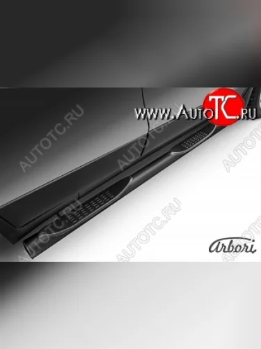 Защита штатных порогов Arbori (с проступью, черная, d76 mm). Opel Mokka  дорестайлинг (2012-2016)