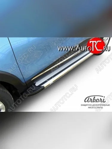 Порожки для ног Arbori Luxe Silver Renault Kaptur (2016-2022) дорестайлинг, рестайлинг