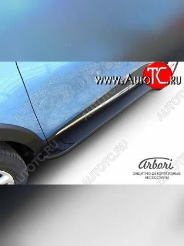 Порожки для ног Arbori Optima Black Renault Kaptur (2016-2022) дорестайлинг, рестайлинг