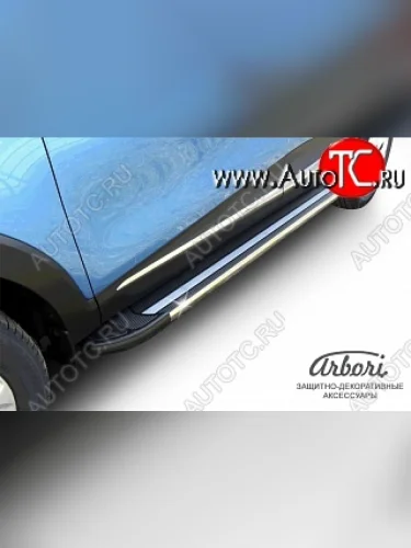 Порожки для ног Arbori Luxe Black Renault Kaptur (2016-2022) дорестайлинг, рестайлинг