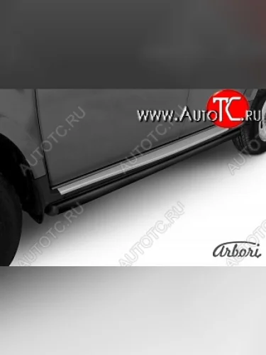 Защита штатных порогов Arbori (черная, d57 mm). Renault Duster HS дорестайлинг (2010-2015)