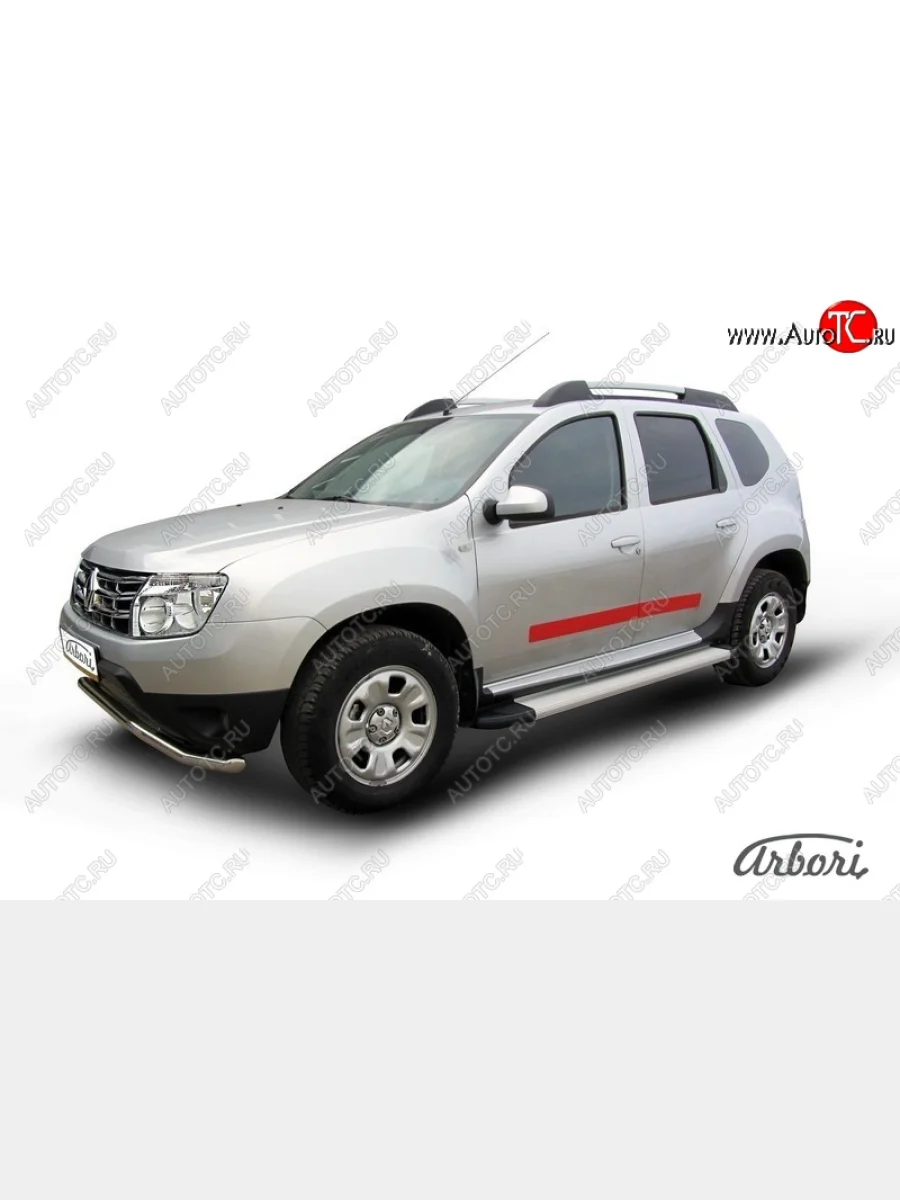 Порожки для ног Arbori Optima Silver Renault Duster HS дорестайлинг (2010-2015)  в Самаре Самарской области