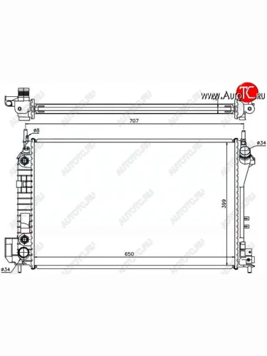 Радиатор двигателя SAT (пластинчатый, 1.8/1.8T/2.0T/2.2TD/2.0TD/2.2/3.2, АКПП) Opel Vectra C седан дорестайлинг (2002-2005)