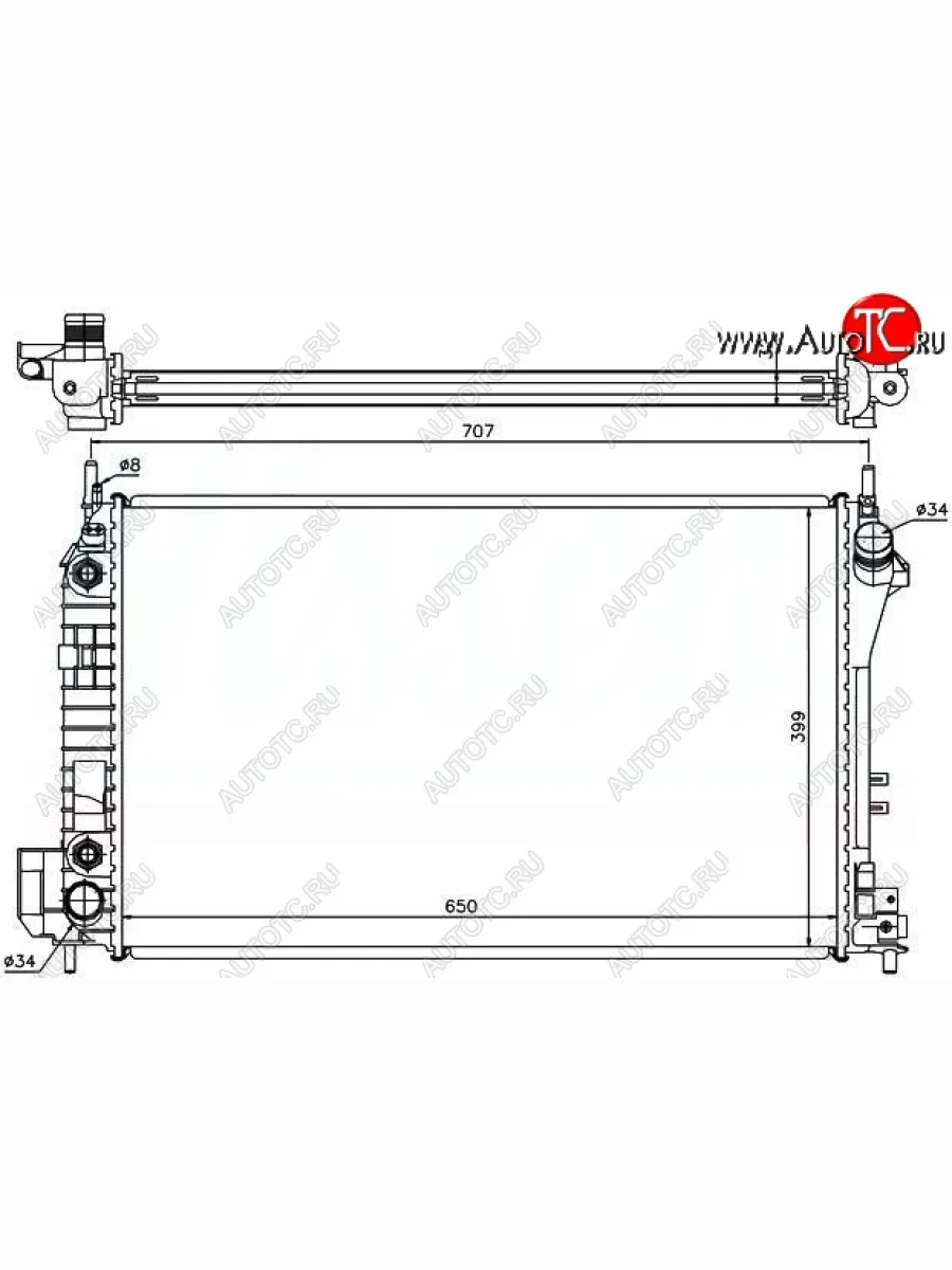 Радиатор двигателя SAT (пластинчатый, 1.8/1.8T/2.0T/2.2TD/2.0TD/2.2/3.2, АКПП) Opel Vectra C седан дорестайлинг (2002-2005)  с доставкой в г. Пермь
