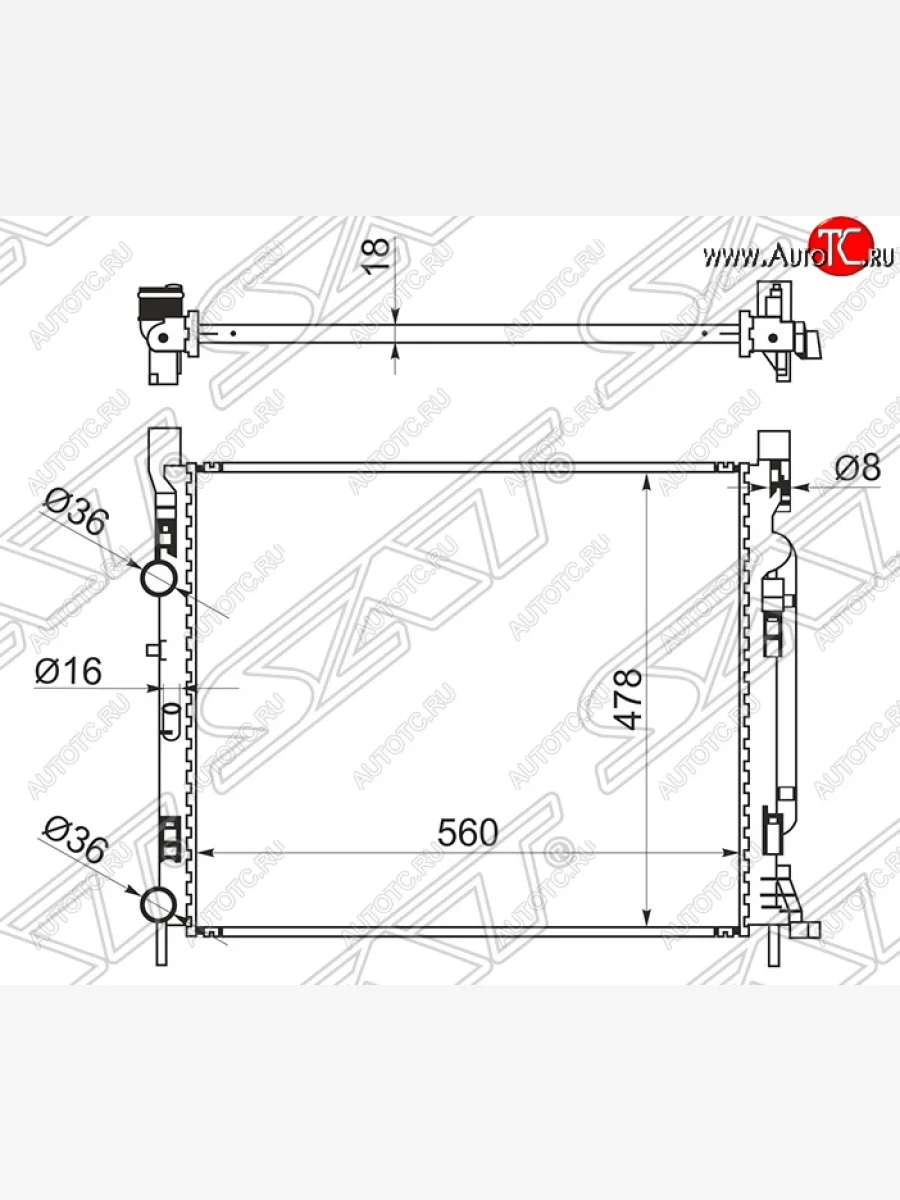 Радиатор двигателя SAT Renault Kangoo KW0 дорестайлинг (2008-2013)  в Керчи Республика Крым