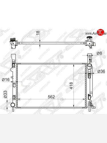 Радиатор двигателя SAT Renault Kangoo KW0 дорестайлинг (2008-2013)