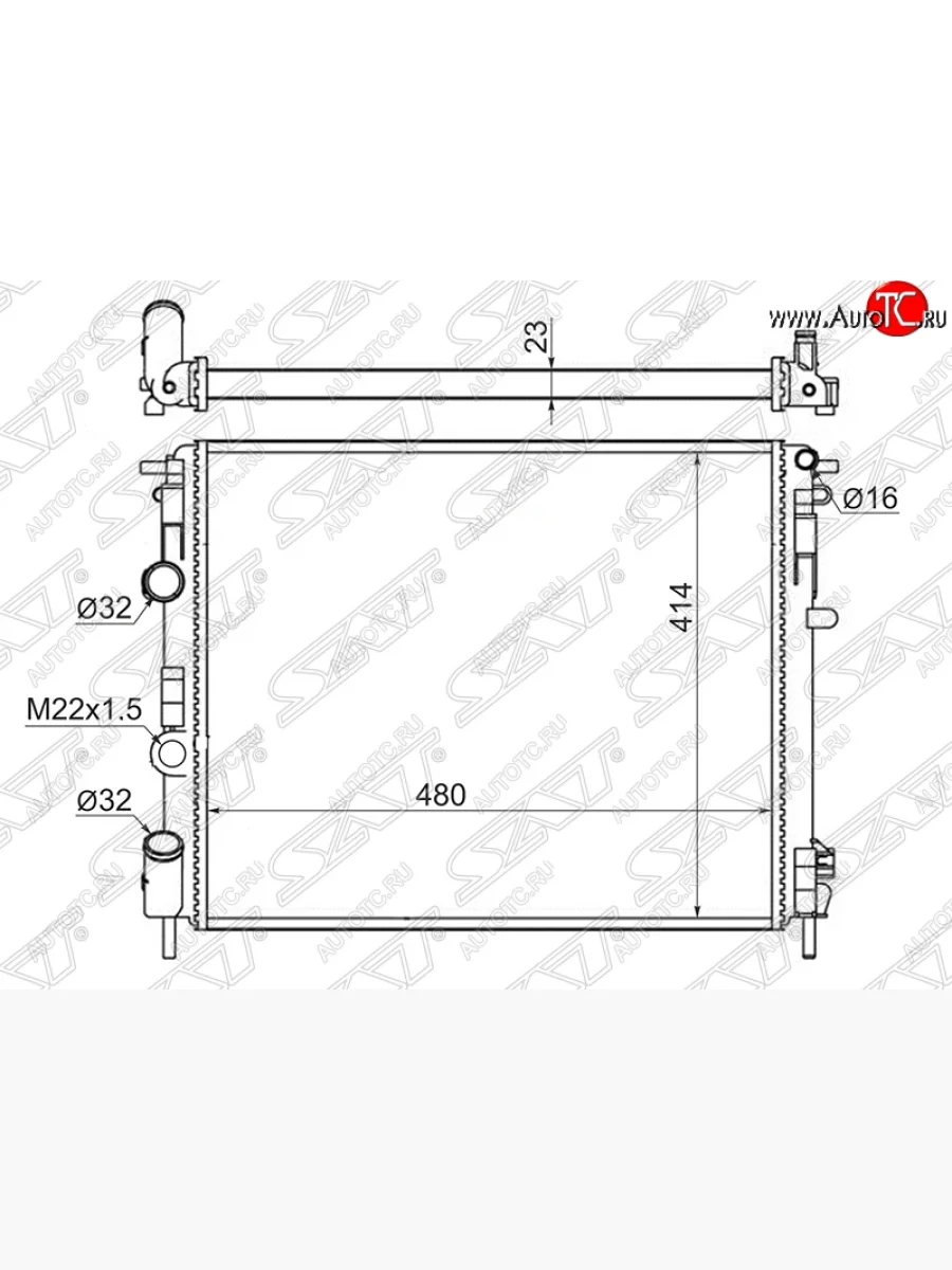 Радиатор двигателя SAT (LOGAN 1.4 / 1.6, KANGOO 1.2 / 1.6 / 1.9D, CLIO 1.0 / 1.2 / 1.4 / 1.6 / 1.9D) Renault Kangoo KC 1- дорестайлинг (1997-2003)  с доставкой в г. Керчь