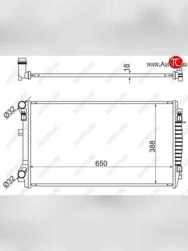 Радиатор двигателя SAT (пластинчатый) Skoda Octavia A7 рестайлинг универсал (2016-2020)