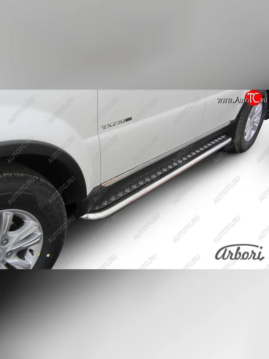 Защита штатных порогов с листом Arbori SSANGYONG Rexton Y290 (2012-2017)  с доставкой в г. Пермь