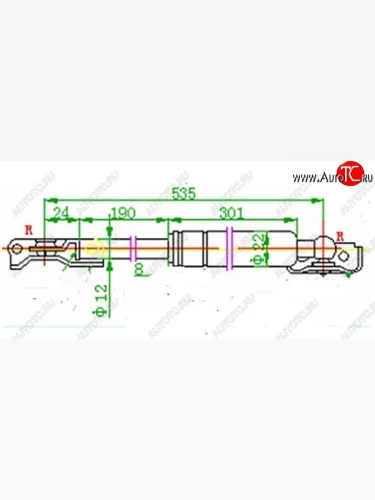 Левый газовый упор крышки багажника SAT Toyota Caldina T190 дорестайлинг универсал (1992-1995)