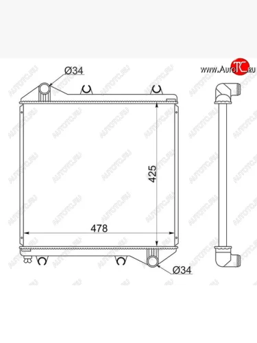 Радиатор двигателя SAT (DIESEL TURBO 1KZTE) Toyota Hiace  H100 (1989-2004) минивэн дорестайлинг (Япония), минивэн 1-ый рестайлинг (Япония), минивэн (Япония)  2-ой рестайлинг