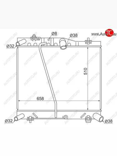 Радиатор двигателя SAT Toyota Hiace H200 минивэн (Япония) дорестайлинг  (2004-2007)