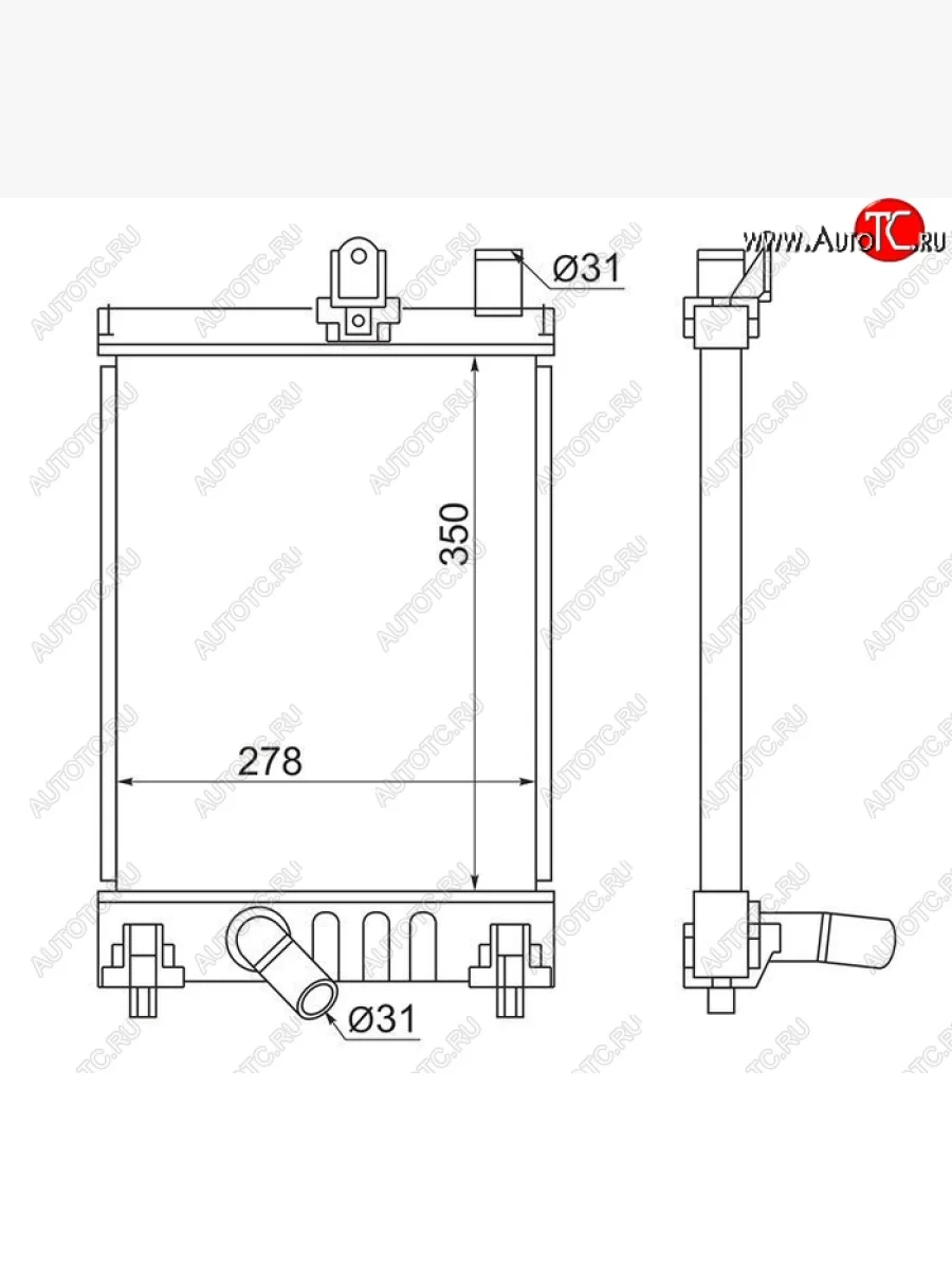 Радиатор двигателя SAT Toyota Hiace H200 минивэн (Япония) дорестайлинг  (2004-2007)  в Керчи Республика Крым