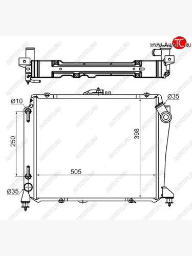 Радиатор двигателя SAT (DIESEL AT) Toyota Hiace  H100 (1989-2004) минивэн дорестайлинг (Япония), минивэн 1-ый рестайлинг (Япония), минивэн (Япония)  2-ой рестайлинг