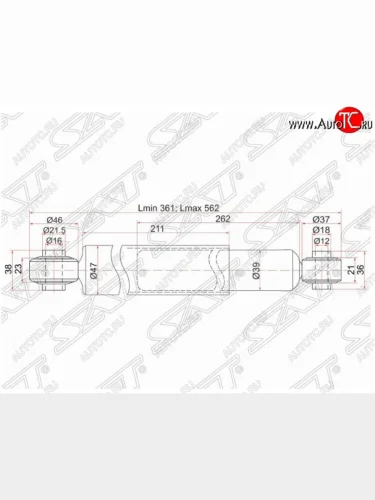 Амортизатор задний SAT Mitsubishi Pajero iO (1998-2007)