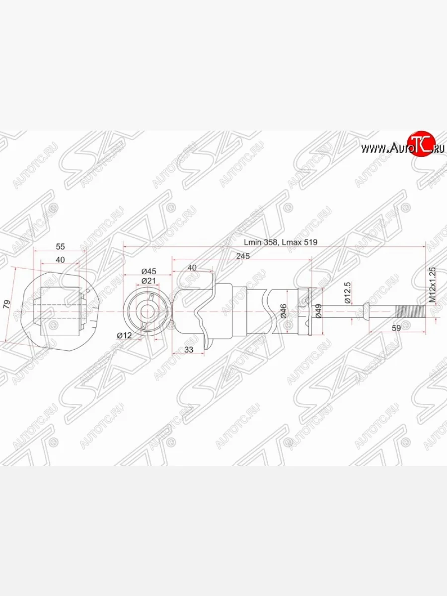 Амортизатор задний SAT  Toyota Avensis (2003-2008) T250 седан, T250 универсал  в Самаре Самарской области