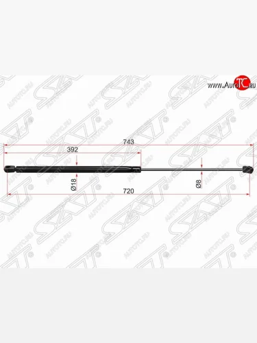 Упор капота SAT (газовый) Audi A6 C6 дорестайлинг, универсал (2004-2008)