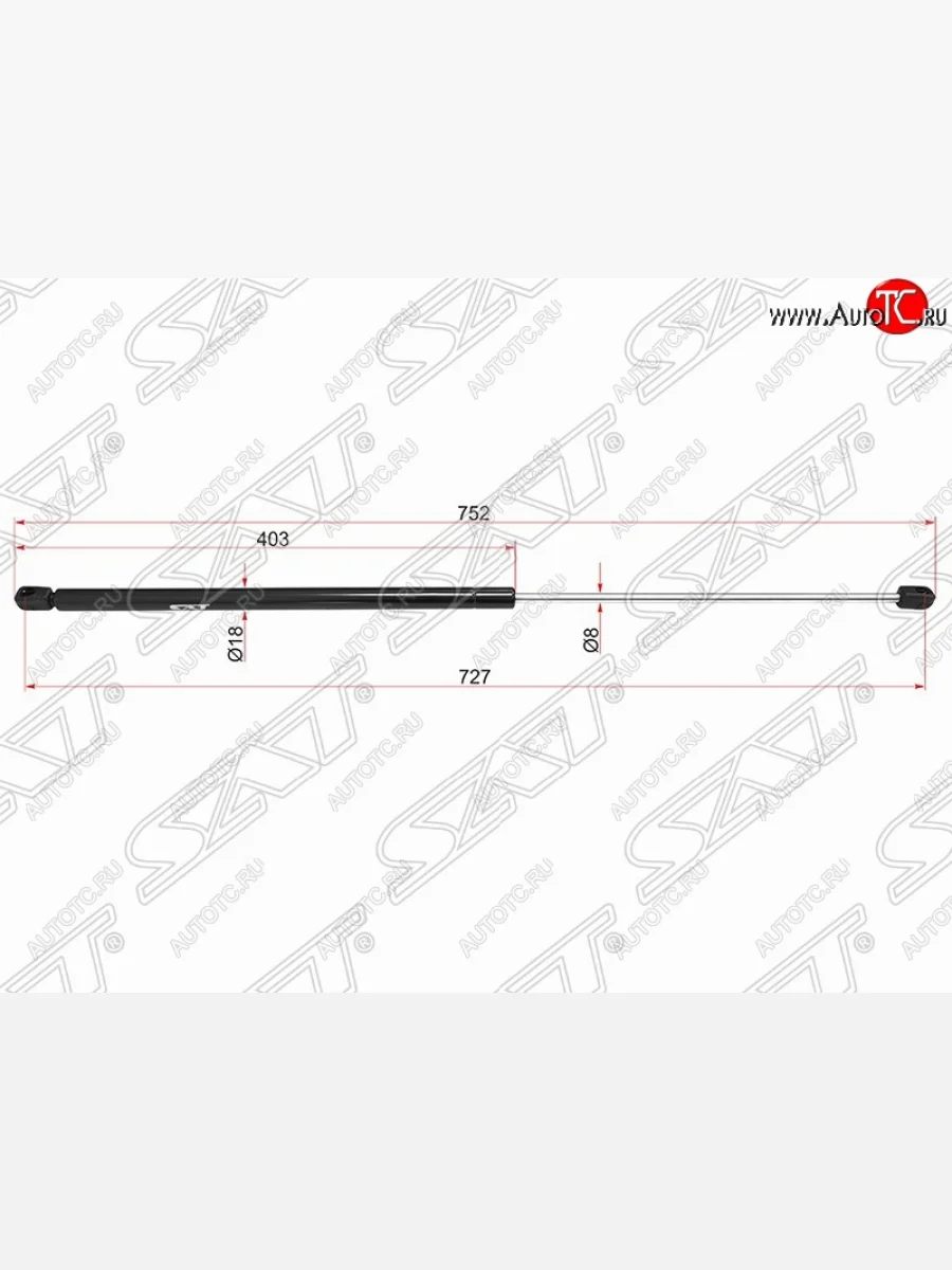 Газовый упор капота SAT Skoda Superb B6 (3T5) универсал доресталийнг (2009-2013)  в Перми Пермском крае