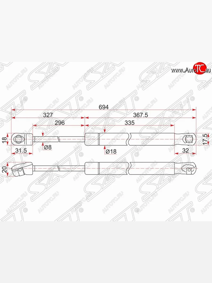 Упор капота SAT (газовый, LH=RH) Toyota Camry XV50 дорестайлинг (2011-2014)  в Самаре Самарской области