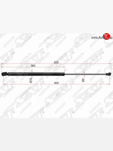 Газовый упор крышки багажника SAT Chevrolet Cruze J305 хэтчбек дорестайлинг (2009-2012)