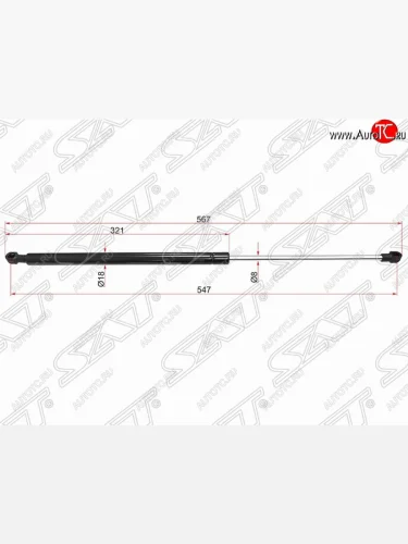 Упор крышки багажника SAT (газовый) CITROEN C3 Picasso дорестайлинг (2008-2012)