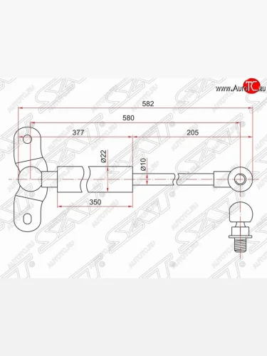 Левый упор крышки багажника SAT (газовый) Honda Odyssey 2 (1999-2003)