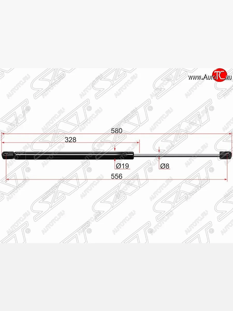 Упор крышки багажника SAT (газовый) Hyundai Santa Fe SM (2000-2012)  в Перми Пермском крае