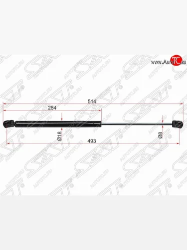 Газовый упор крышки багажника SAT KIA Rio 2 JB дорестайлинг, хэтчбэк 5 дв. (2005-2009)