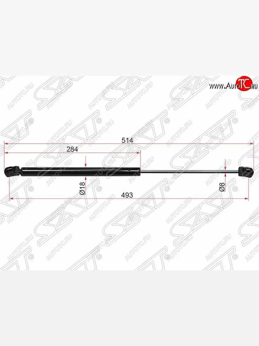 Газовый упор крышки багажника SAT KIA Rio 2 JB дорестайлинг, хэтчбэк 5 дв. (2005-2009)  в Перми Пермском крае