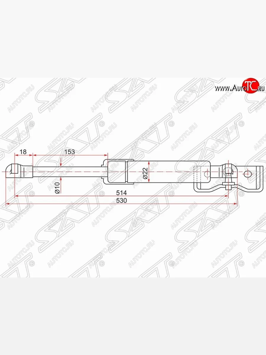 Газовый упор крышки багажника SAT Mitsubishi Pajero Sport PB дорестайлинг (2008-2013)  в Перми Пермском крае