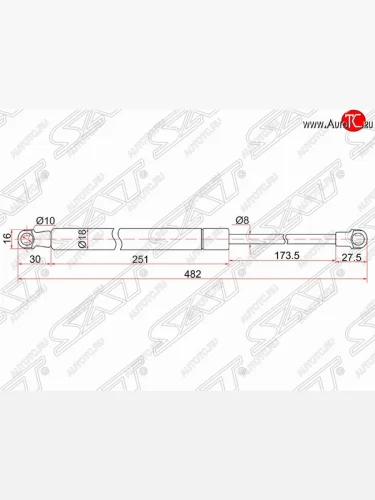 Упор крышки багажника SAT (газовый, на стекло) Toyota Land Cruiser Prado J150 1-ый рестайлинг (2013-2017)